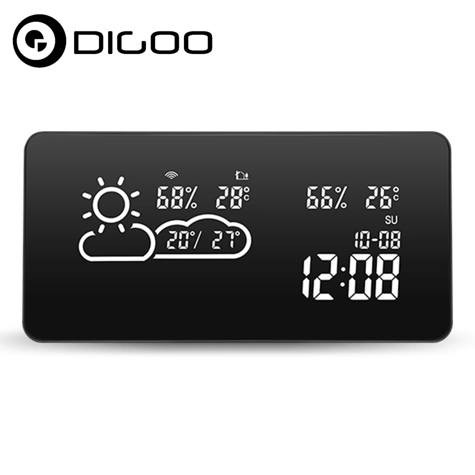 DIGOO DG C12 умный WIFI светодиодный с отрицательным экраном Метеостанция дом