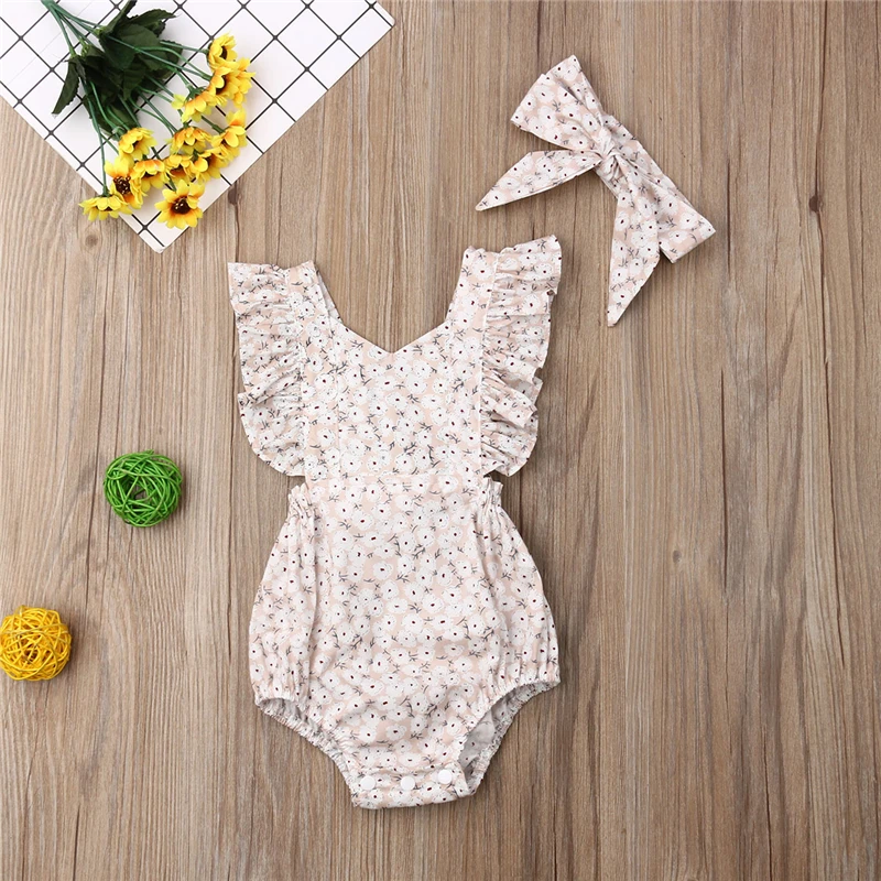 2 шт. детский хлопковый комбинезон с цветочным принтом | Мать и ребенок