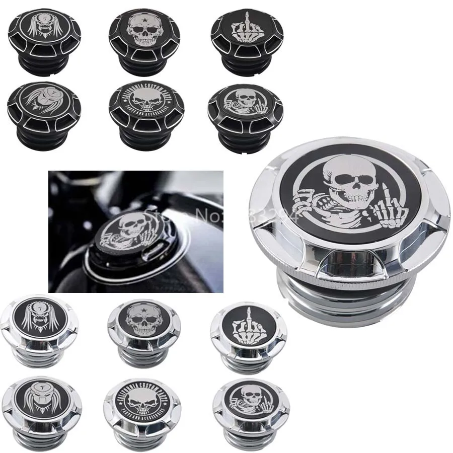Custom Motorcycle Aluminum Alloy Black/Chrome Fuel Tank Cap Trim Lace Edge Cut Waterproof Universal Fits For Harley Models 96-14 |