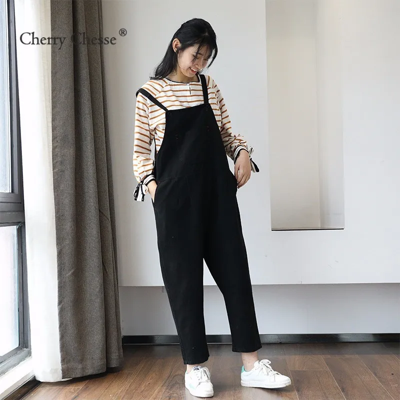 Cherry Chesse Harajuku для женщин комбинезоны девочек ремень карман твердые ботильоны