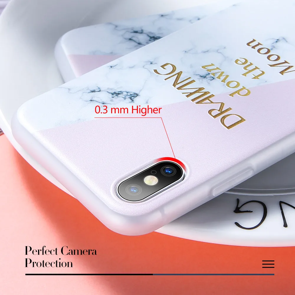 CASEIER Marble Embossed Phone Case For iPhone 7 8 Plus XR X XS MAX 6 6s Text Cases 5 5S SE Back Covers Coque |