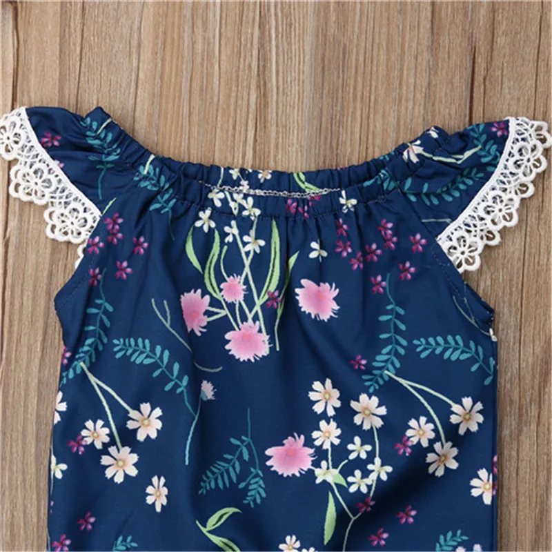 Новинка 2019 Летний Новый детский кружевной комбинезон с цветочным рисунком боди