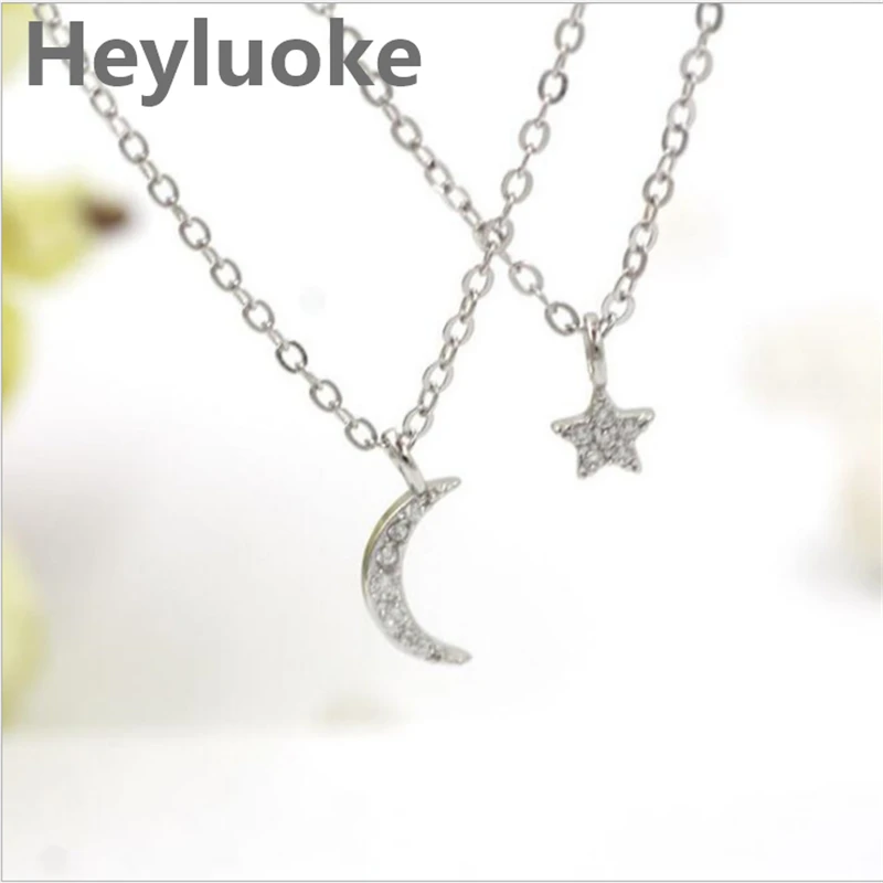 Женское Двухслойное ожерелье с подвеской в виде звезды и Луны|Ожерелья