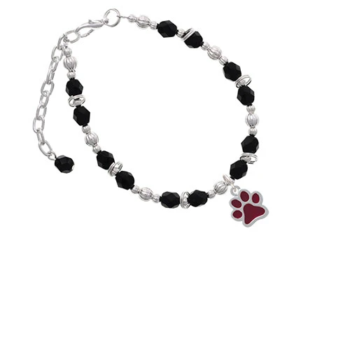 Silvertone средние полупрозрачные бордовые лапы браслет с черными бусинами |