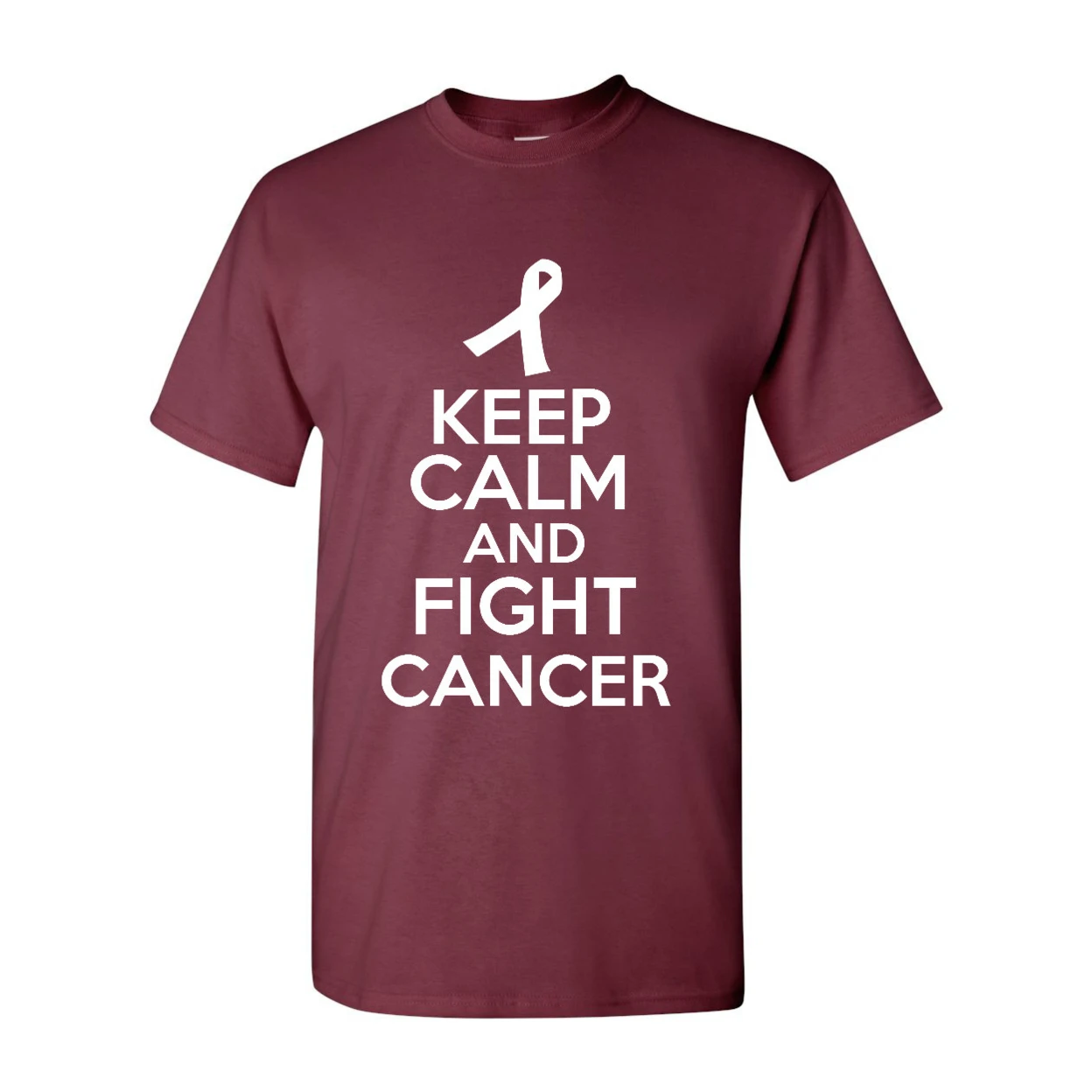Keep Calm And Fight Cancer Disease Novelty Statement Graphics Adult T-Shirt Tee |