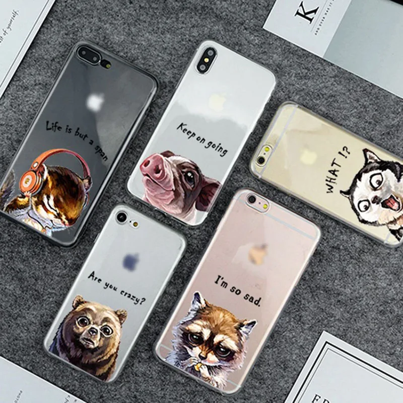 Мягкий силиконовый чехол из ТПУ с рисунками животных мультфильмов | Мобильные
