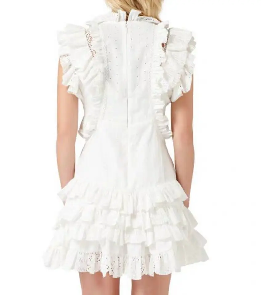 Женские платья с рюшами без рукавов стоячий воротник белое платье для женщин