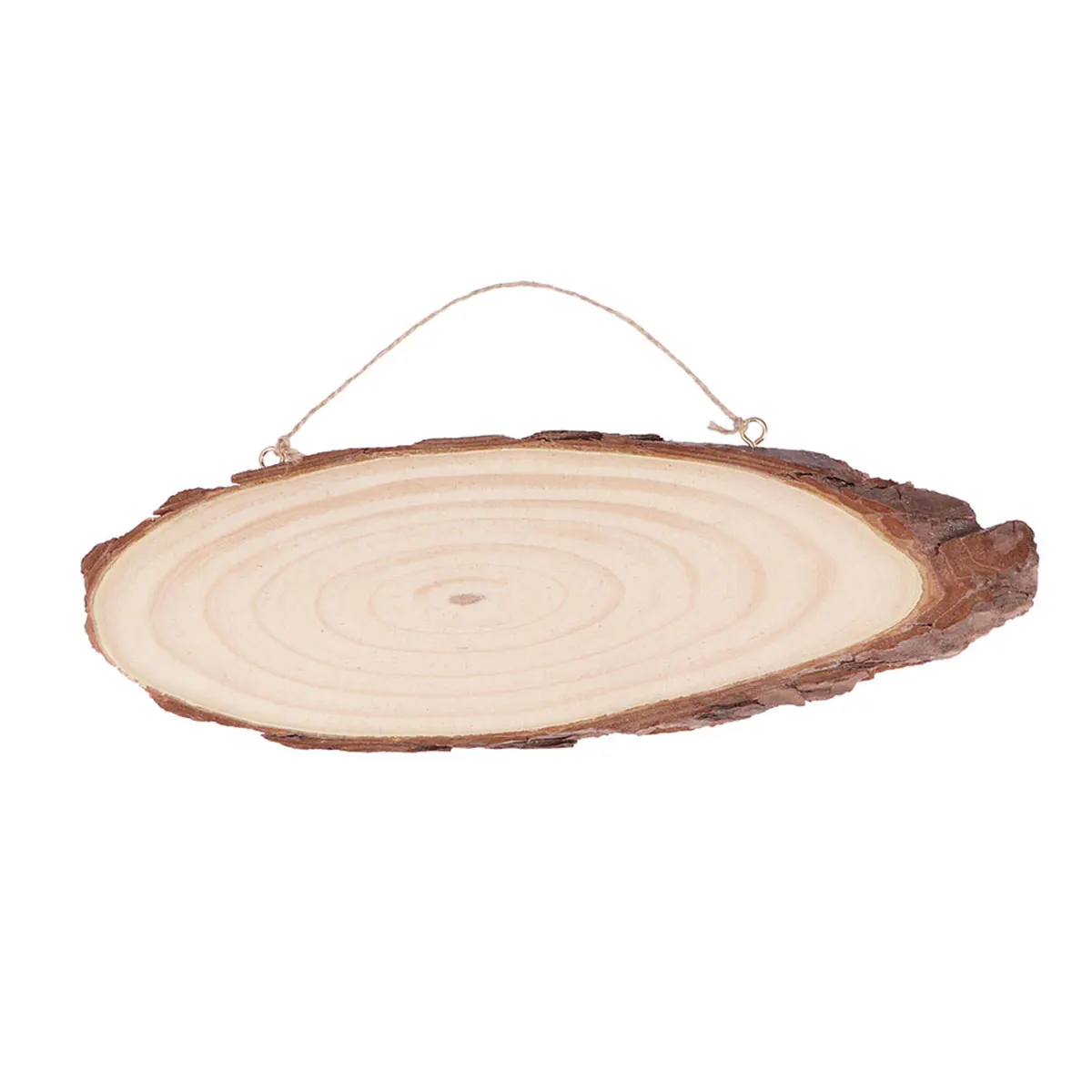 

22x7cm Oval Blank Wooden Disc Tree Log Slice Plaques with 2 Hooks and Rope for DIY Decoration Crafts Projects