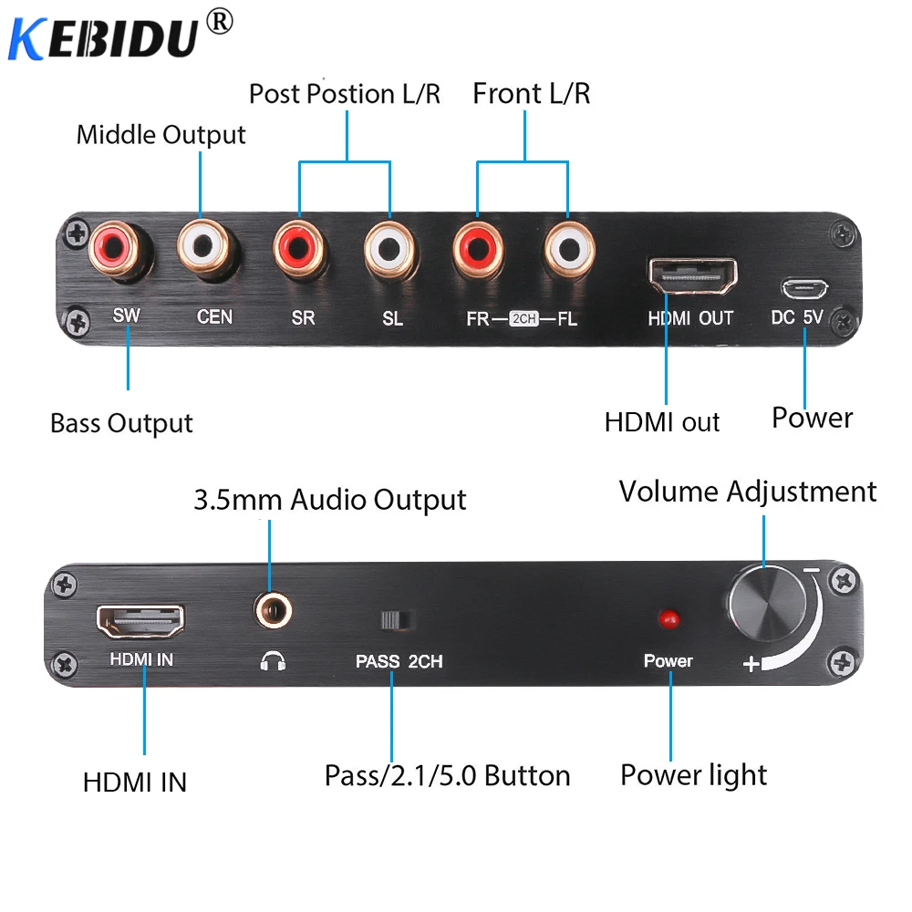 HDMI совместимый аудио экстрактор Расшифровка коаксиальный к RCA AC3/DST to 5 1 усилитель