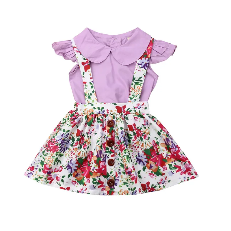 От 0 до 4 лет милые детские комплекты одежды для маленьких девочек Футболка с