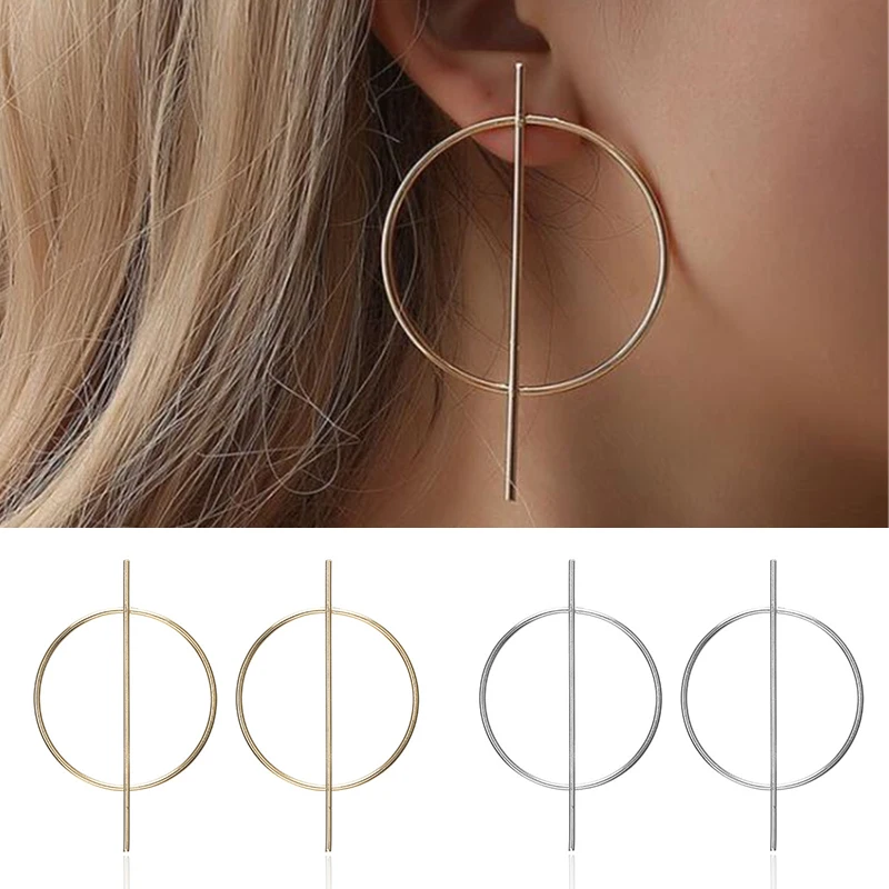 1 пара модных золотых больших круглых сережек подвесок для девочек и женщин