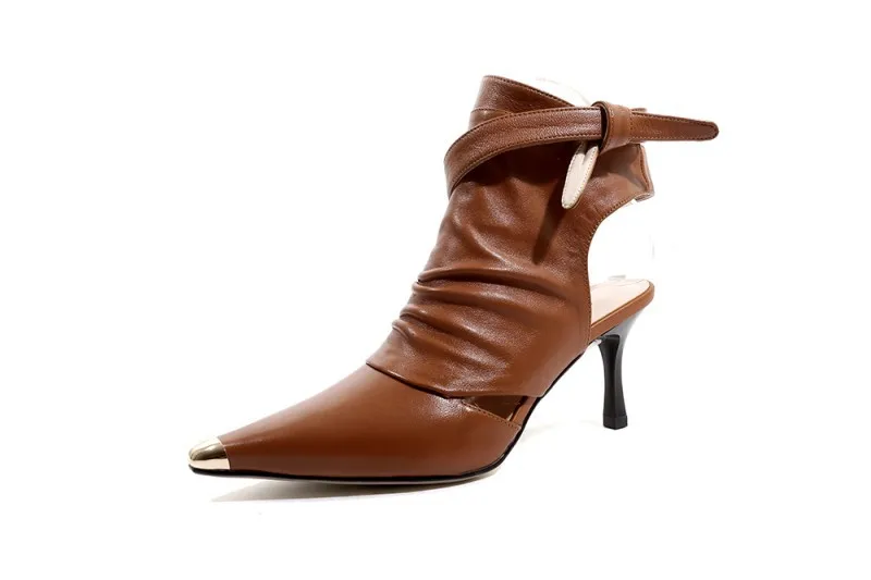 

Carole Levy 2019 New pointed high-heeled sandals stitching ankle straps sexy fashion sandals Casual Solid women shoes