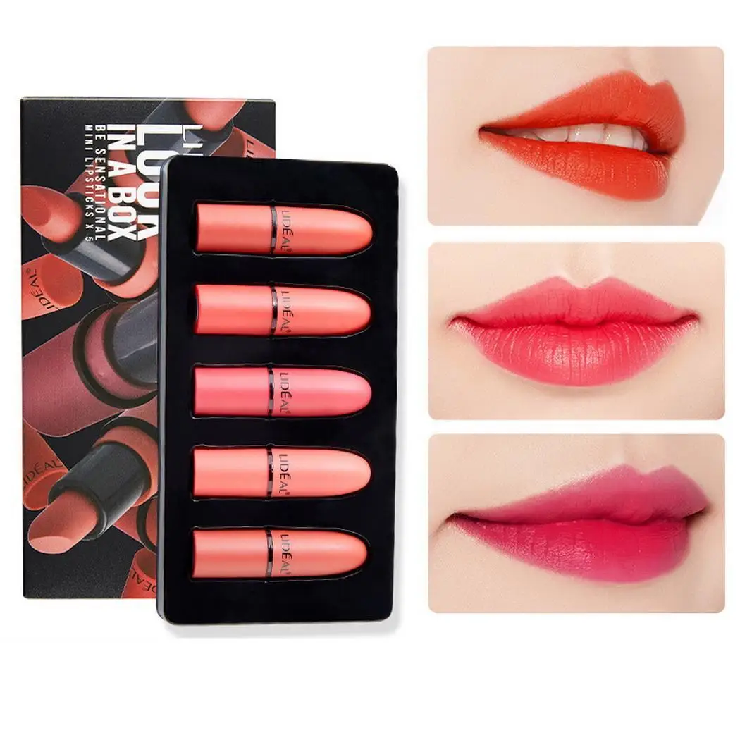 Модные долговечные матовые Глянцевая помада Косметические 5 шт./компл.