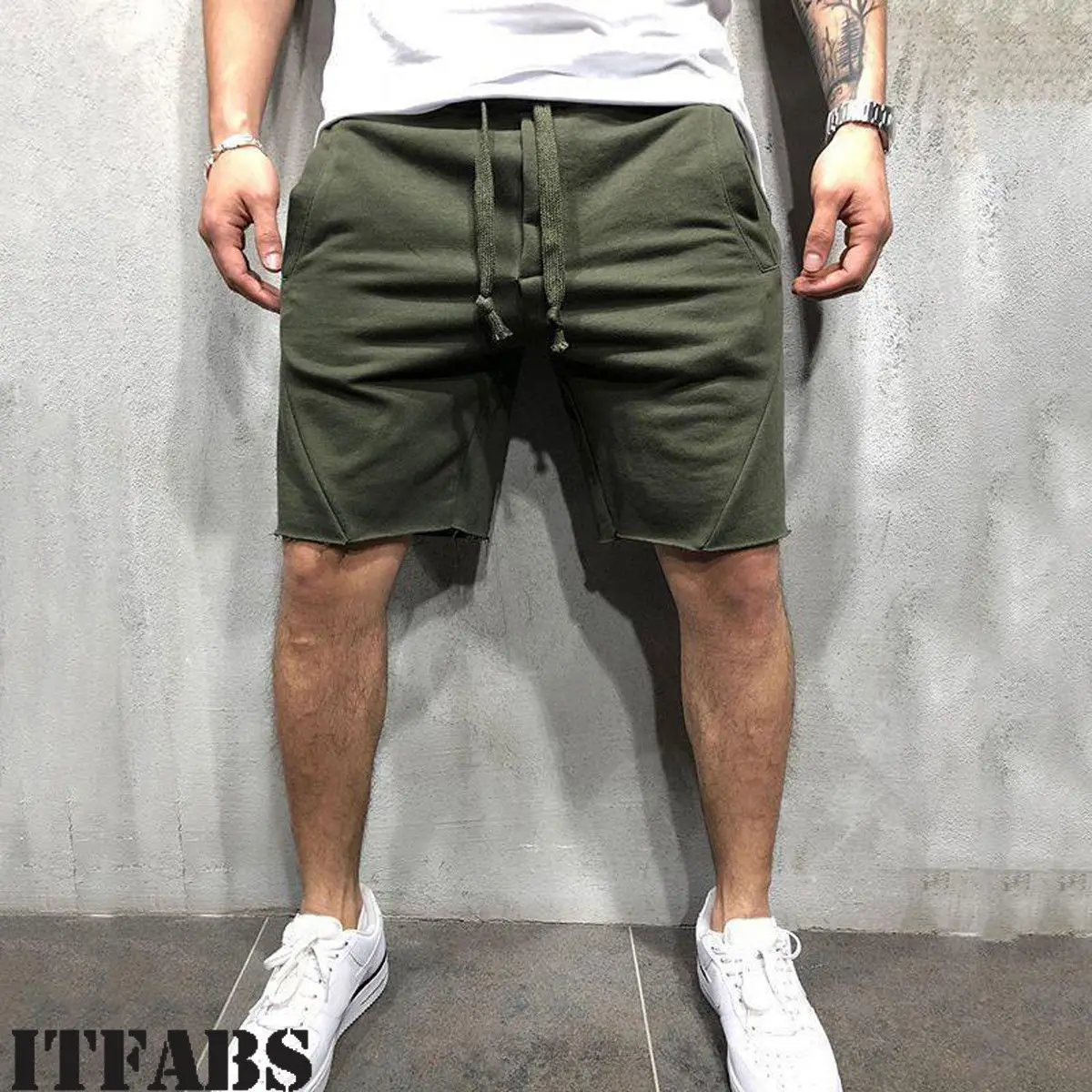 Summer Sports Style Men Short Pants Pocket Casual Jogging Trousers Shorts Jogger Plain Color Drawstring Gym Streetwear | Мужская одежда