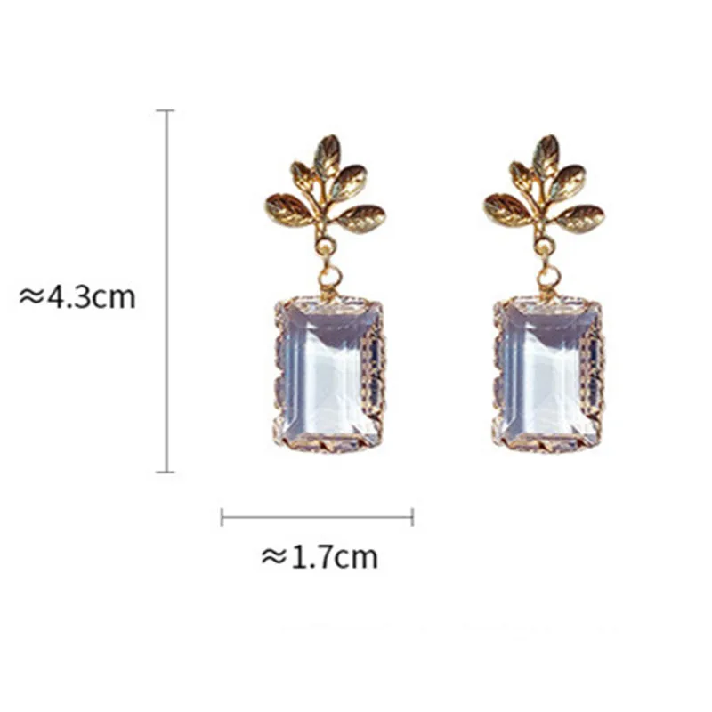 FYUAN геометрические Висячие серьги для женщин Bijoux Золотые листья Tectangle прозрачные