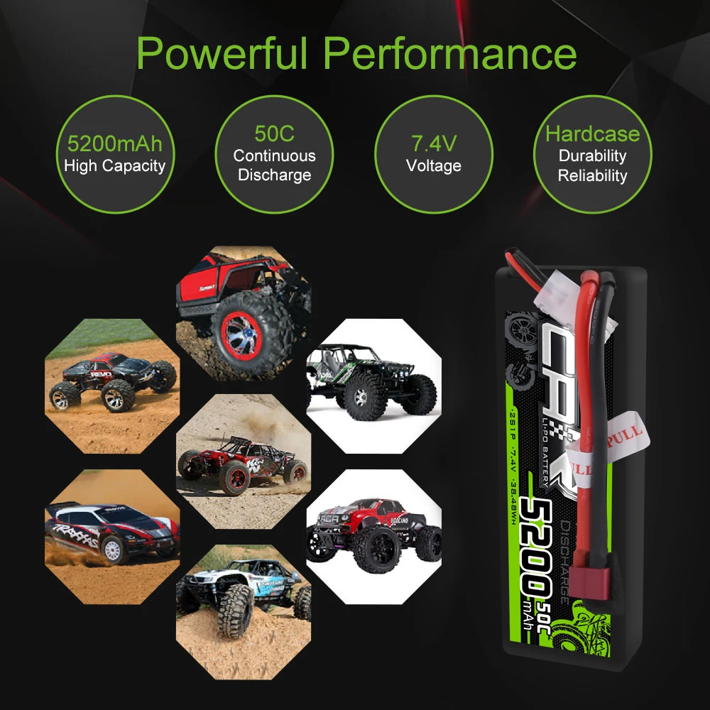 Аккумуляторная батарея 2P ACOVONIC 5200 мАч 7 4 В LiPo 2S1P 50C жесткий корпус Deans Plug для ARRMA 1/8 1/10