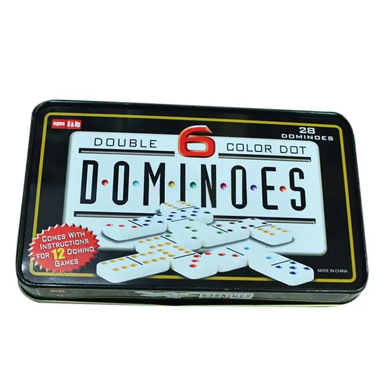 2019 White Color Dot Dominoes Set Simple Iron Boxed Fun Domino Toy Casual Game Card For Home Family Traveling | Спорт и развлечения