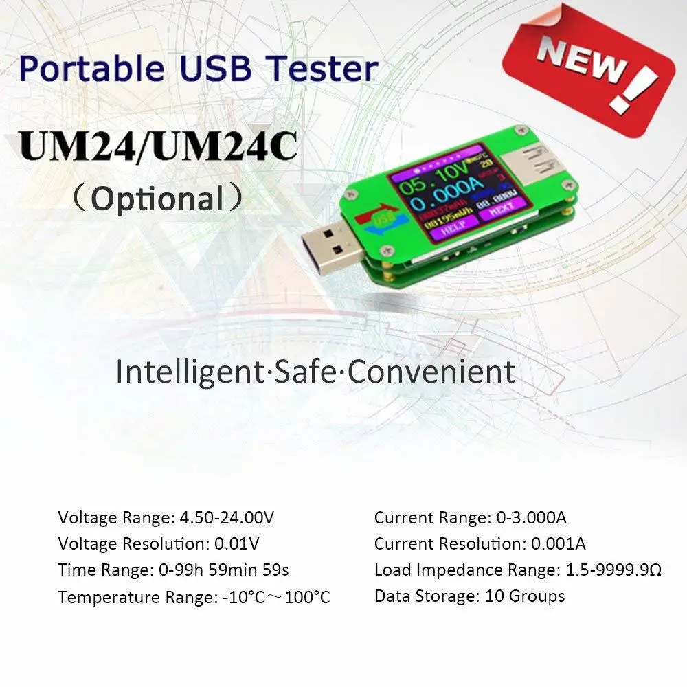UM24 UM24C Вольтметр Амперметр Для APP USB 2 0 ЖК дисплей батарея Зарядка Напряжение Ток
