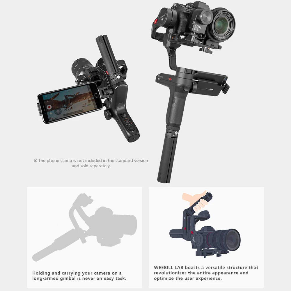 3 осевой Ручной Стабилизатор Zhiyun Weebill Lab для фотосъемки Sony A7S/A7M3 беззеркальной