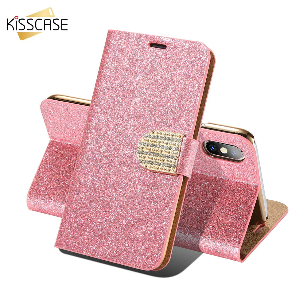 KISSCASE Wallet Card Holder Case For S7 S6 Rhinestone Bling Diamond Leather Phone Samsung Galaxy edge Plus Cover Bag | Мобильные