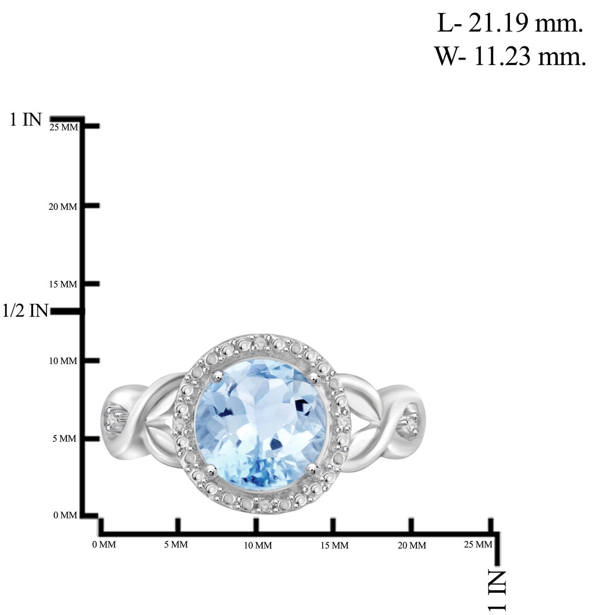 Jewelonfire 2 1/3 карат T. g. w. Небесно голубой камень и белый прозрачный акцент