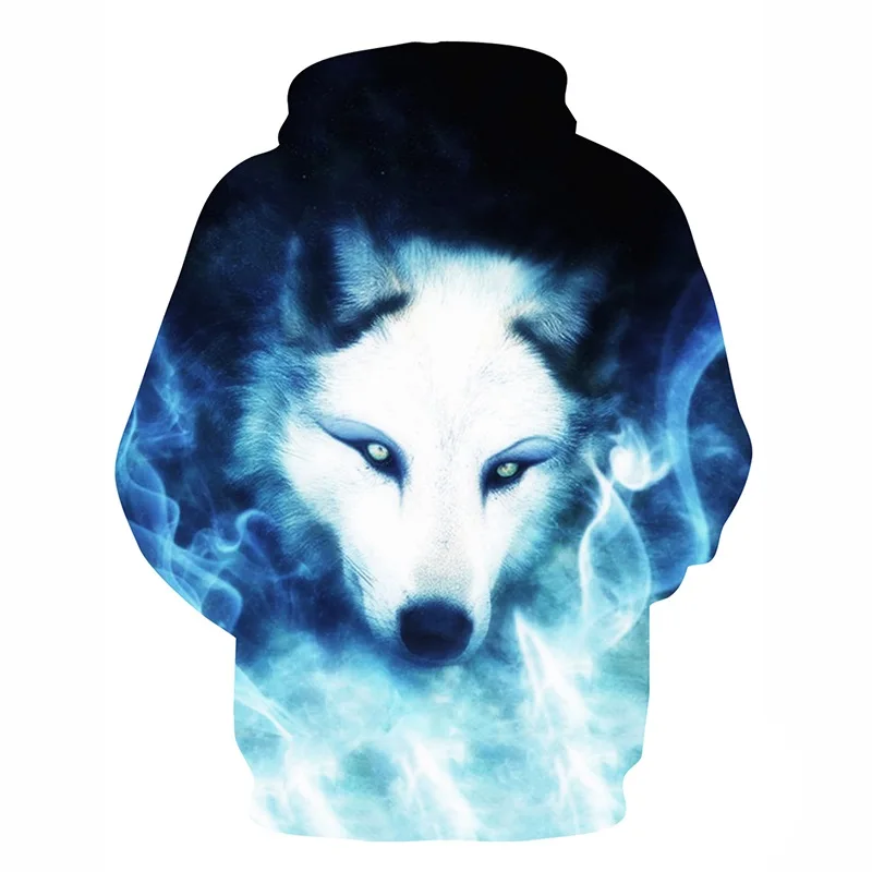 Толстовки с капюшоном волка 3D для мужчин и женщин свитшоты Модный пуловер осенне