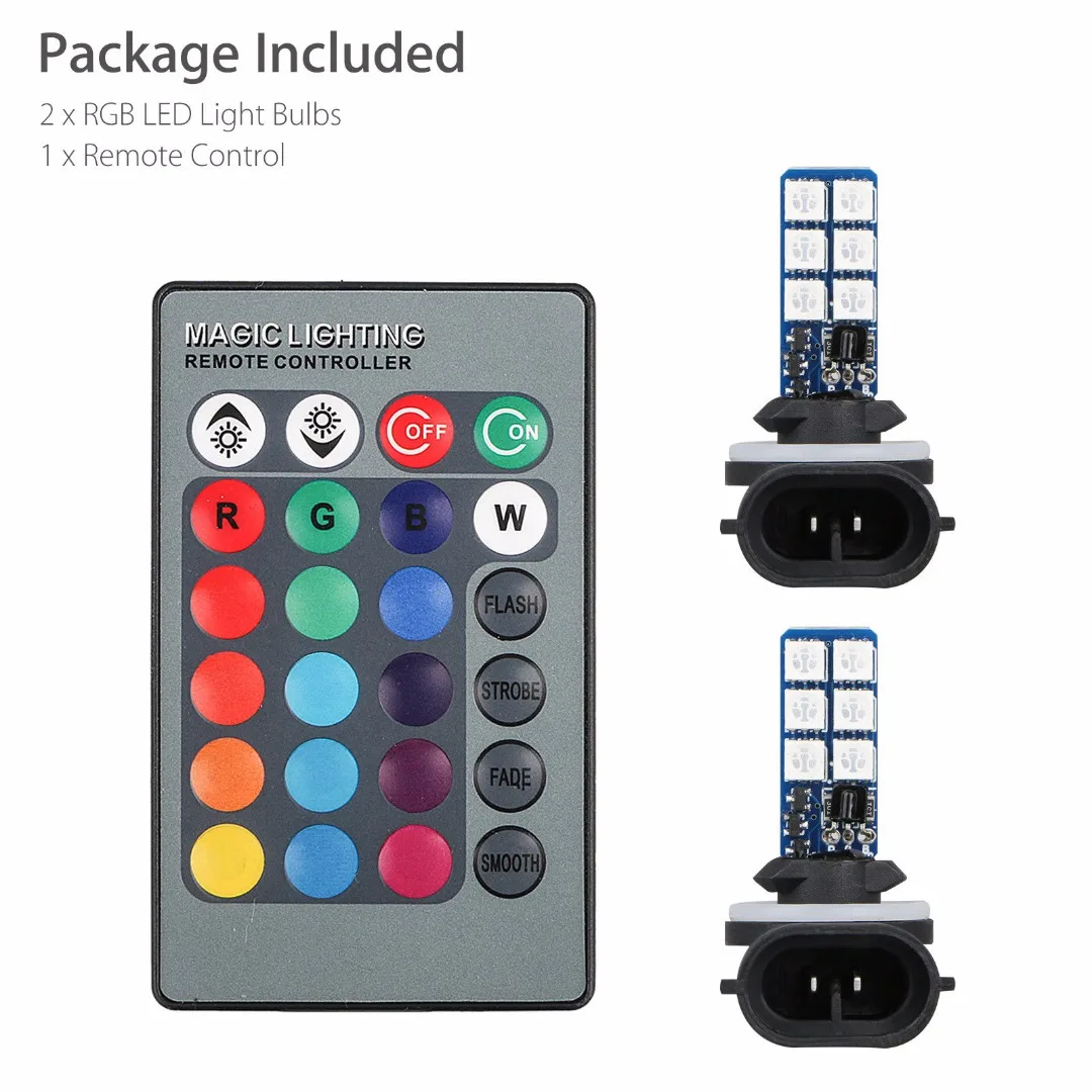 Mayitr 2 шт. 12V 881 5050 RGB 12LED автомобилей головной светильник тумана лампы высокой