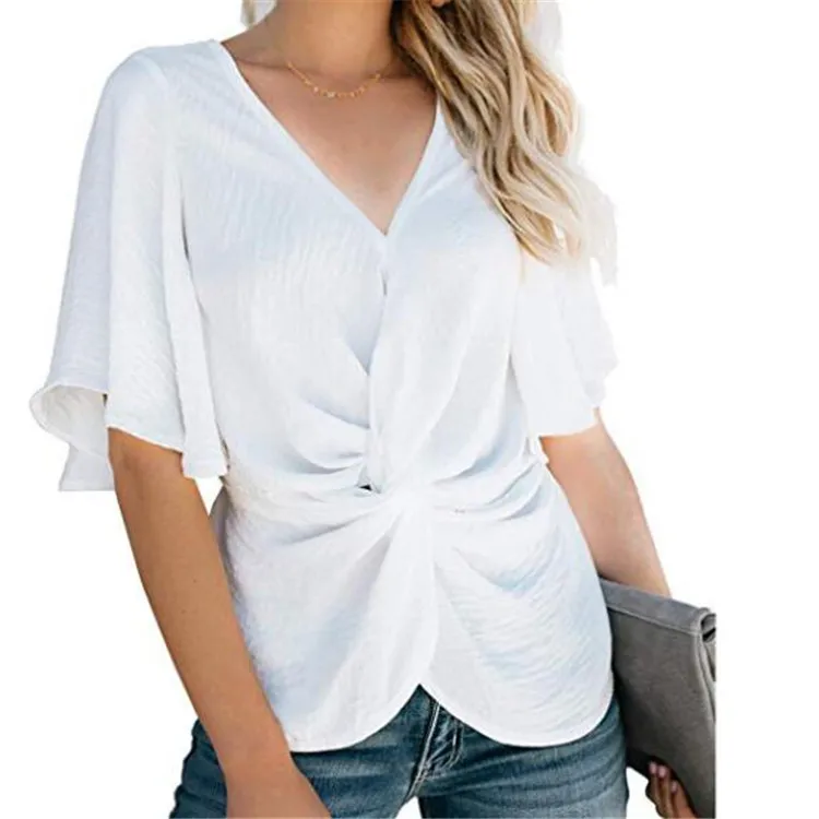 Лето 2019 г. Уличная взрыв пикантные женские рукав &quotлетучая мышь&quot v-образный