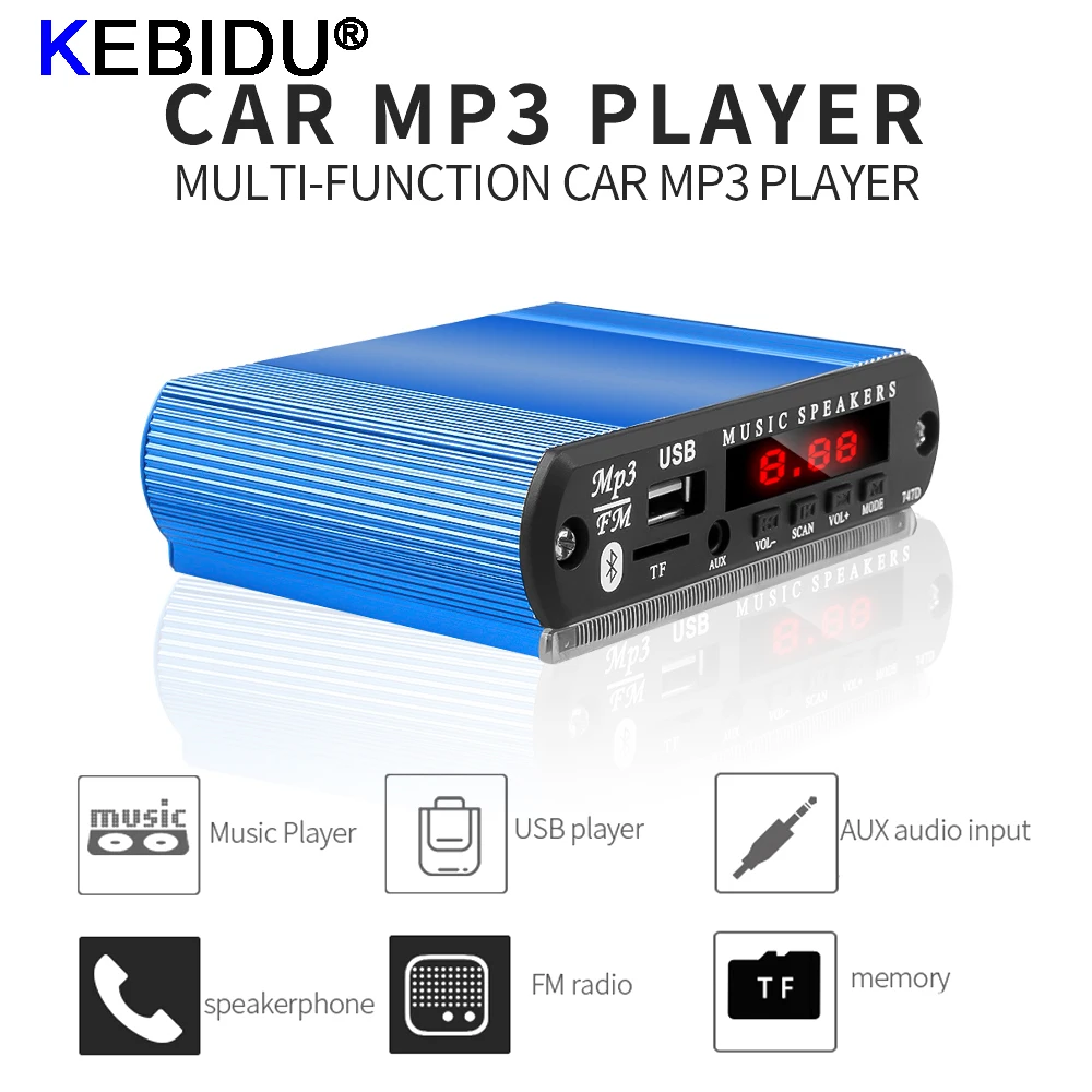 KEBIDU Wireless Bluetooth MP3 WMA Decoder Board Music Player Car Radio Support USB SD FM Audio Module DIY Case Accessories | Электроника