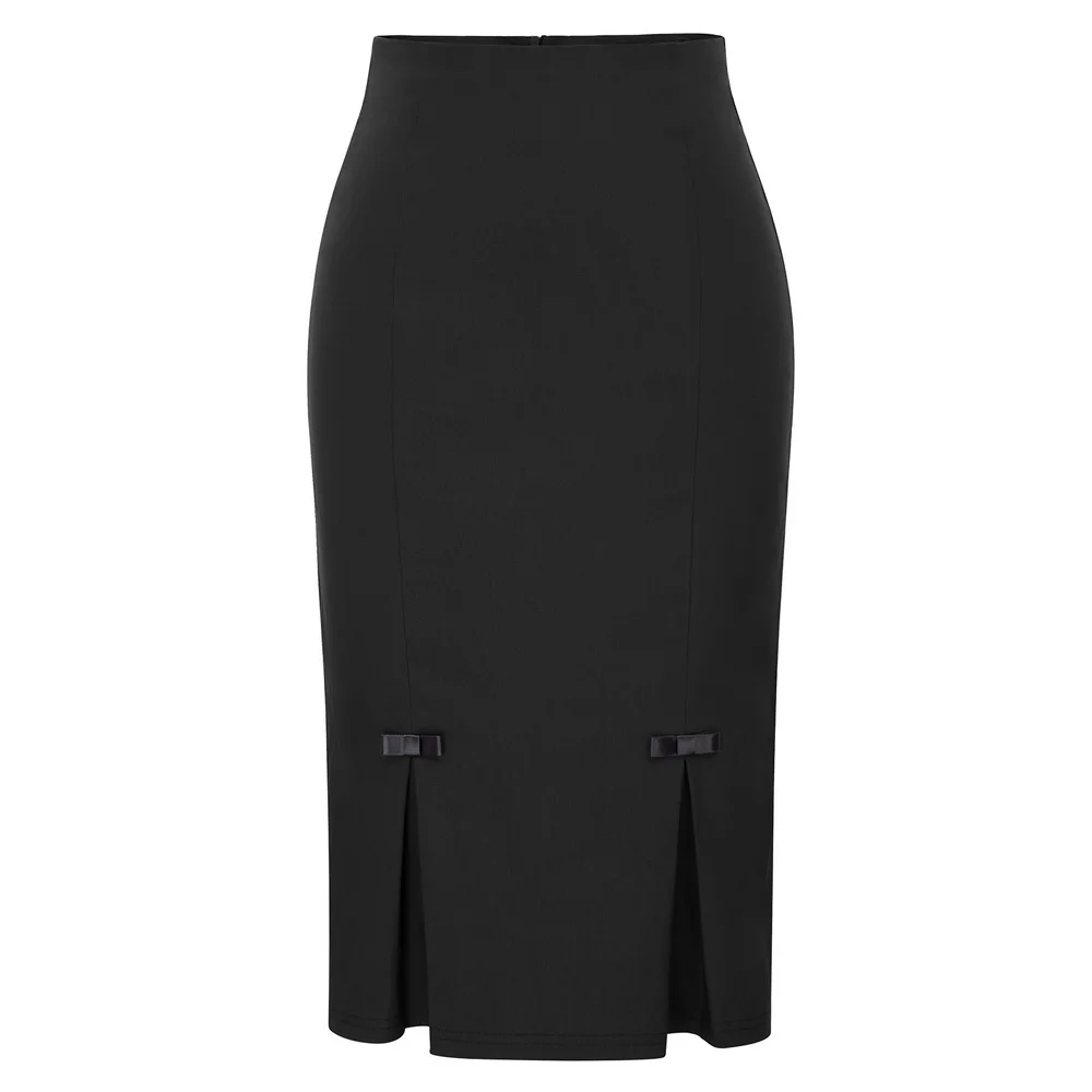 

Women Vintage skirt Retro Bow-Knot Decorated Hips-Wrapped skirts knee length office business party work Bodycon Pencil Skirt