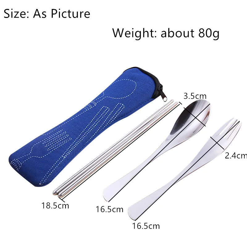 FASOTY 3 шт. 410 портативная посуда из нержавеющей стали Подарочная дорожная сумка