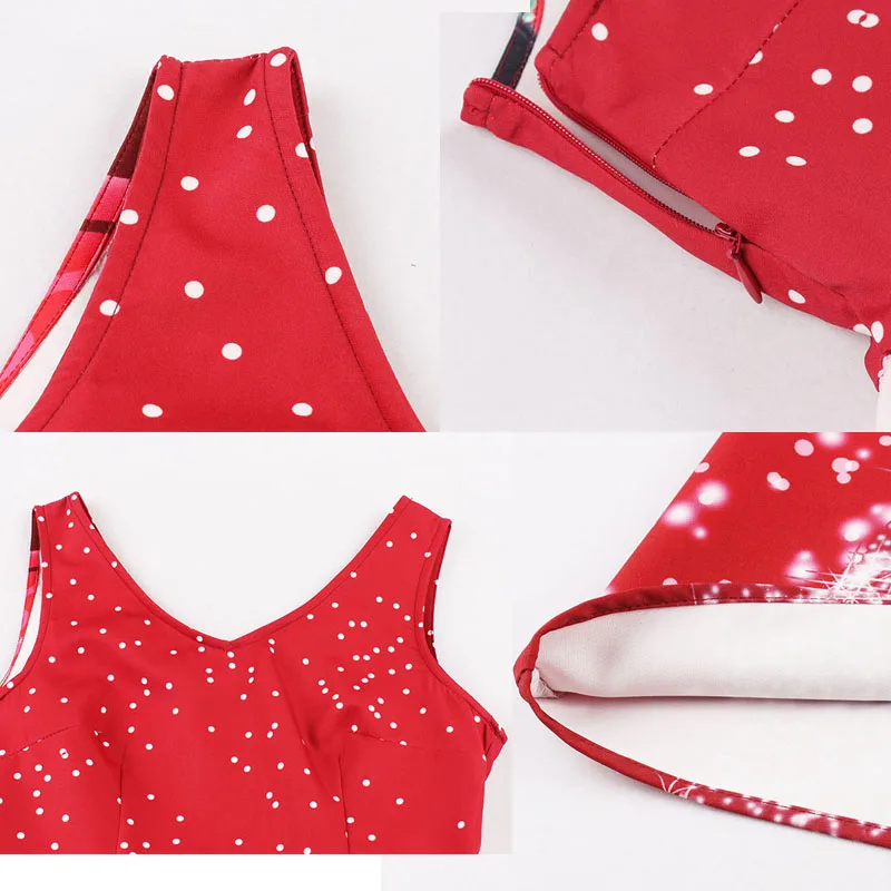 Gaeshow Beautiful Star Christmas Dress Women Plus Size 4XL Sleeveless Dresses Vintage V Neck Midi A-Line Party Vestido Red | Женская