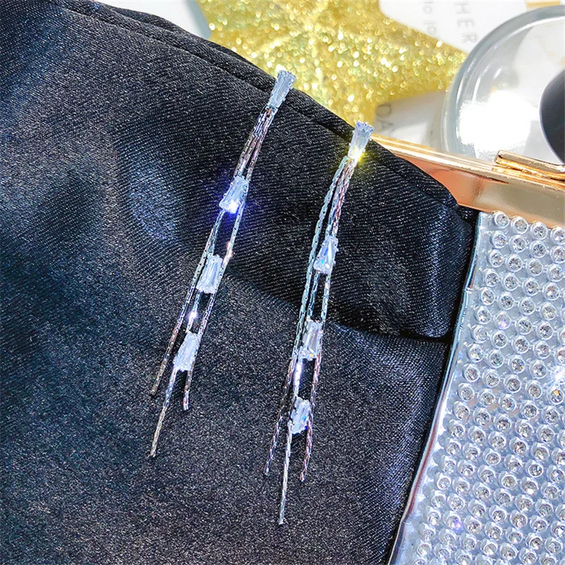 FYUAN модные серьги-капли с кристаллами для женщин Bijoux длинные висячие серьги