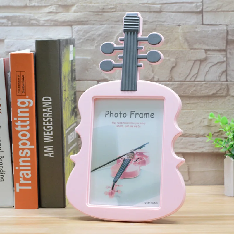 Cartoon Violin photo frame plastic frames for pictures Pink 7 Inch Home Decoration Desk Decor | Дом и сад