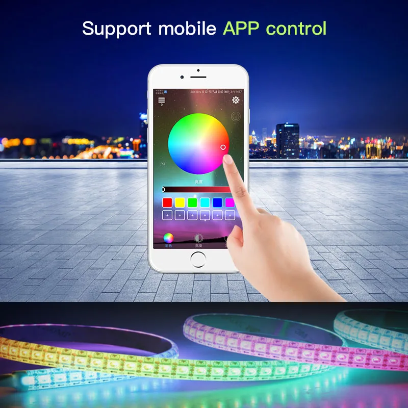 Светодиодная лента водонепроницаемая с Bluetooth контроллером 5 м 12 В RGB SMD