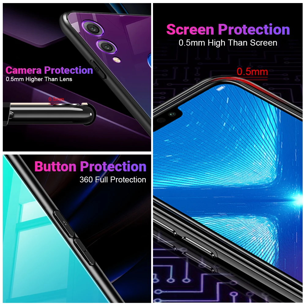 Градиентный стеклянный чехол для Huawei Honor 8X 9 Lite 10 цветов телефона P20 P Smart Plus Nova 3i