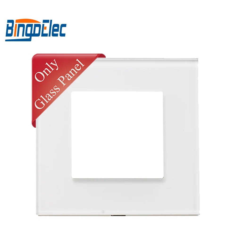 

Bingoelec EU /UK Standard Three color Crystal Glass Socket Frame 86*86mm Single Glass Frame For Switch And Socket Parts