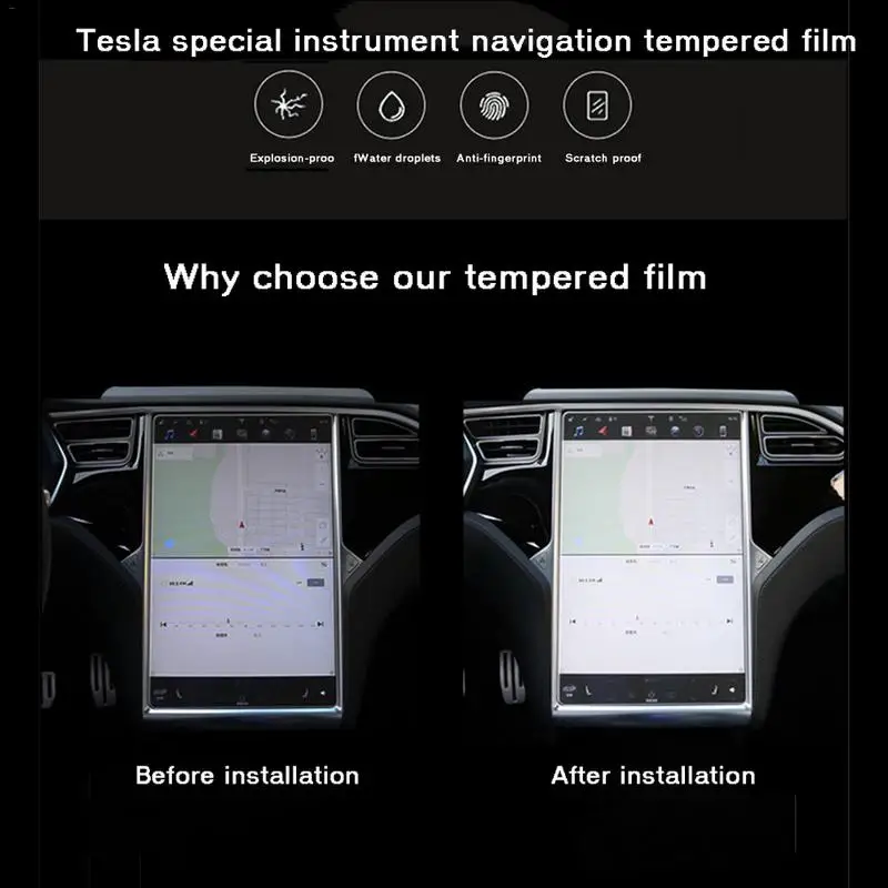

Automotive Central Control Panel Tempered Glass Film For Tesla Model3 Tempered Film Navigation Toughening Film Automobile