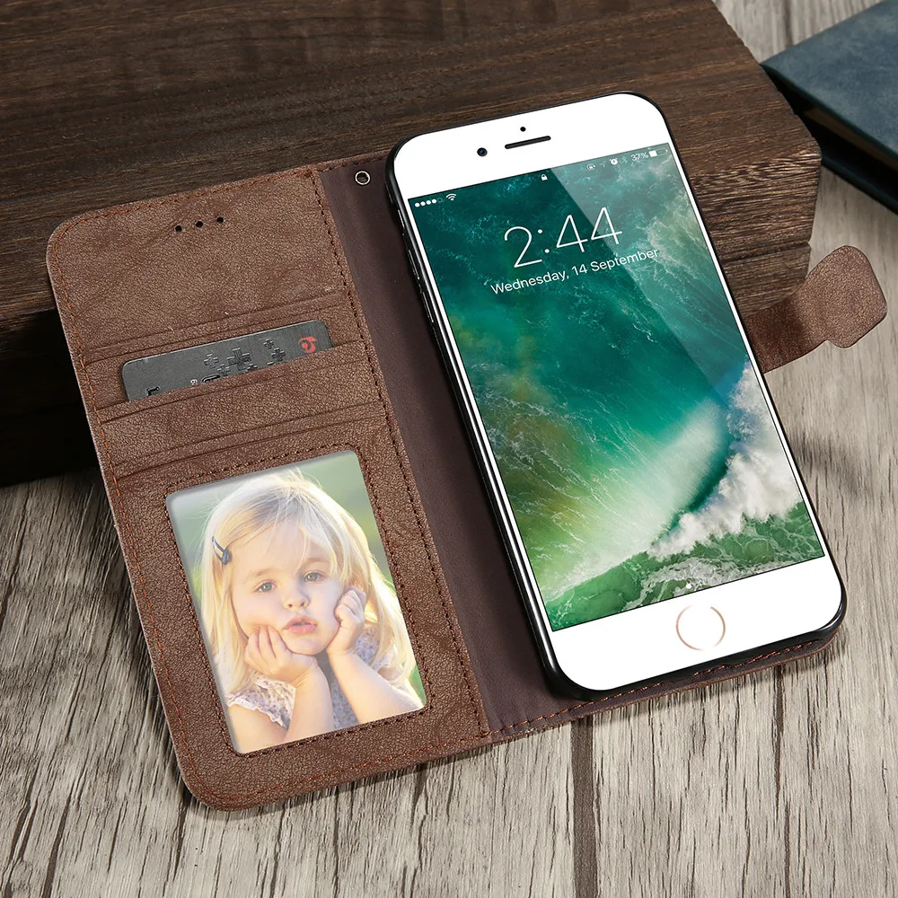 KISSCASE матовый чехол из искусственной кожи для iPhone 6 6s флип телефона кошелек с
