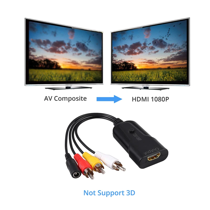 PROZOR AV к HDMI совместимый адаптер RCA совместимость Поддержка PAL NTSC3.58 NTSC4.43 SECAM CVBS видео