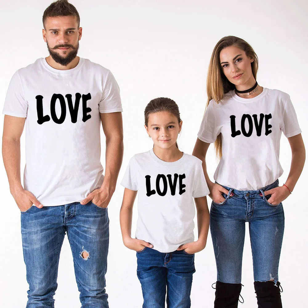 Ropa a juego para la familia, camiseta de pap&aacute;, mam&aacute;, ni&ntilde;a e hijo, camisetas a juego, camisetas de verano de manga corta con cuello redondo, ropa familiar de amor-0