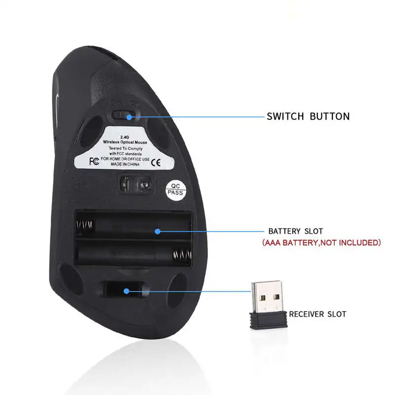 Мышь Raton Вертикальная 2 4 ГГц Беспроводная левая рука оптическая Usb игровая