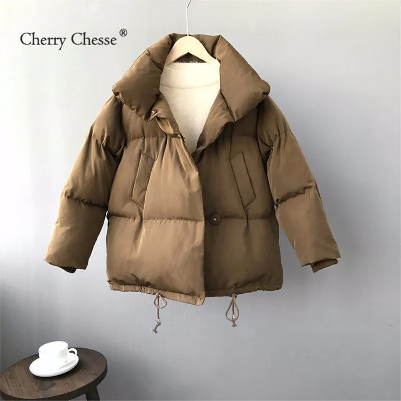 Cherry Chesse Harajuku для женщин Зимняя парка с длинными рукавами и отложным воротником