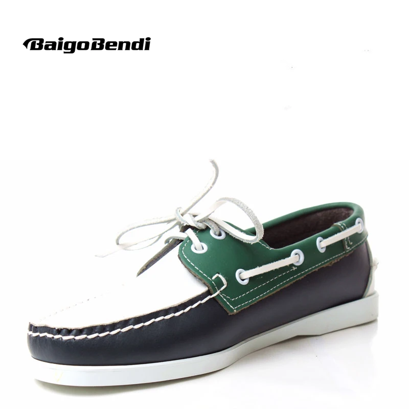 New Trendy Mixed Colors Loafers Men's Genuine Leather Casual Driving Boat Shoes Man Four Seasons