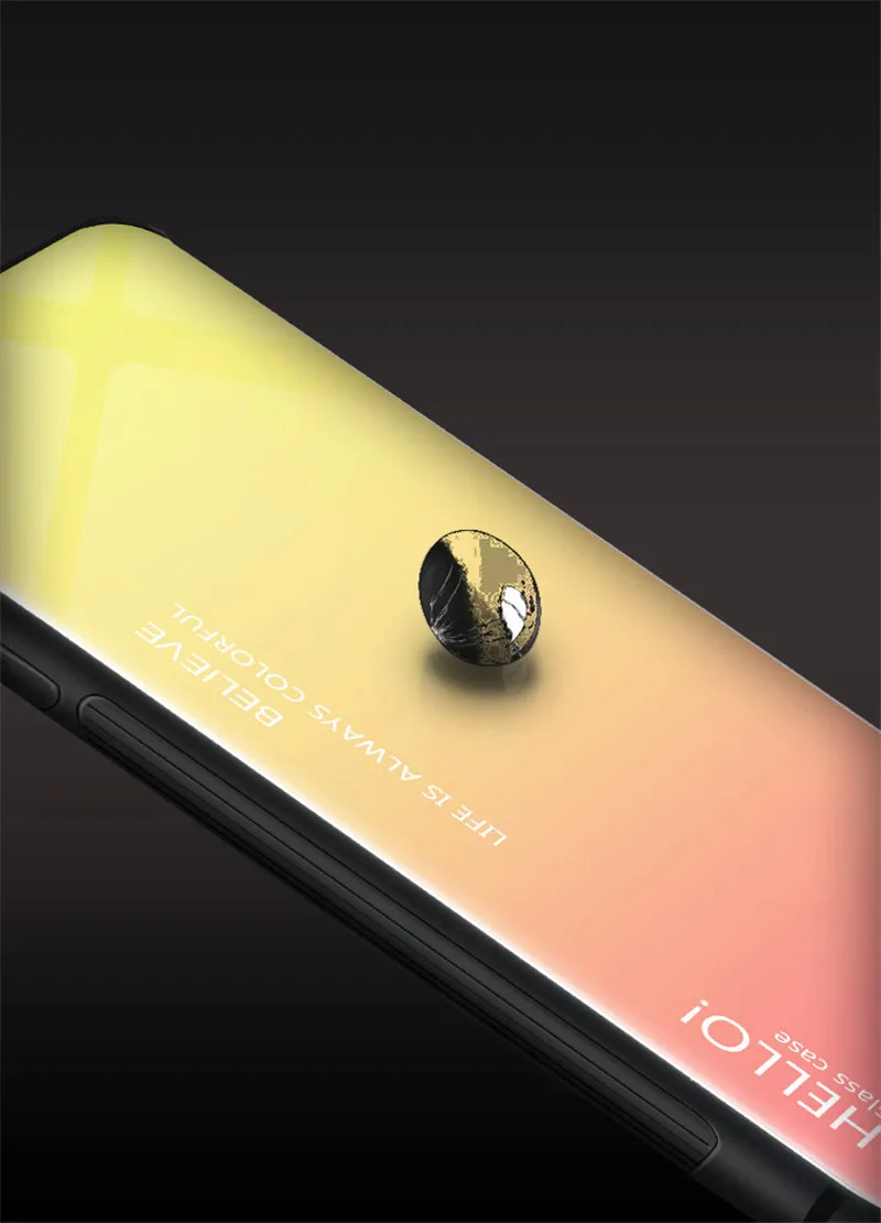 Чехол для Huawei Honor 7A Pro AUM L29 с градиентным закаленным стеклом задняя крышка мягким