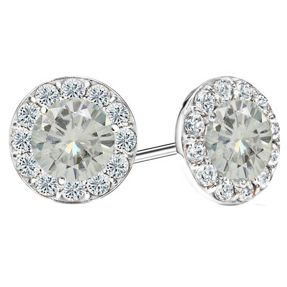 10 k White Gold 0 75 ct Муассанит бабочка Назад Halo Stud Earrings|Серьги| |