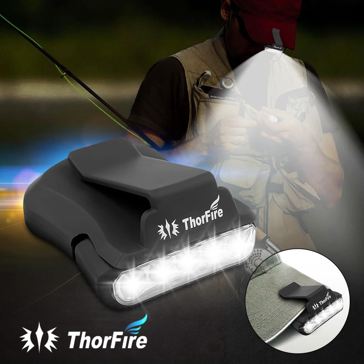 ThorFire 5LED фары Кепки светильник поворотный зажим-на шапке светильник руки супер яркая фара Фонари Отдых на природе, для катания на велосипеде, для рыбалки
