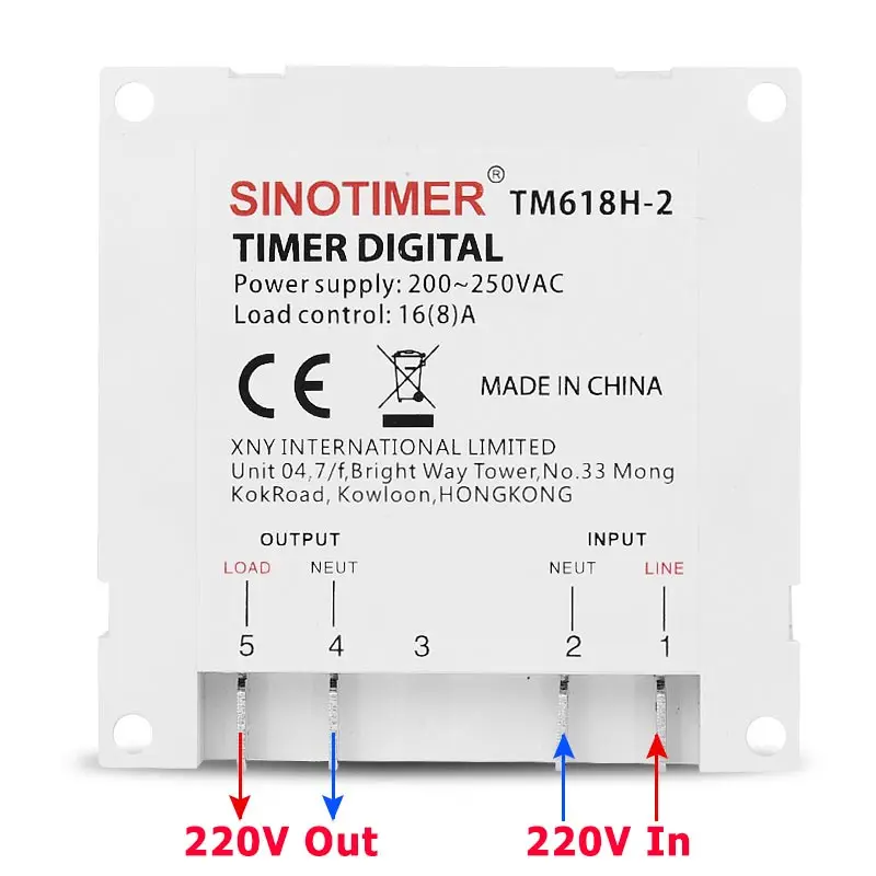 Sinotimer Tm618H 2 220 В 7 дней в неделю переменный ток цифровой переключатель времени