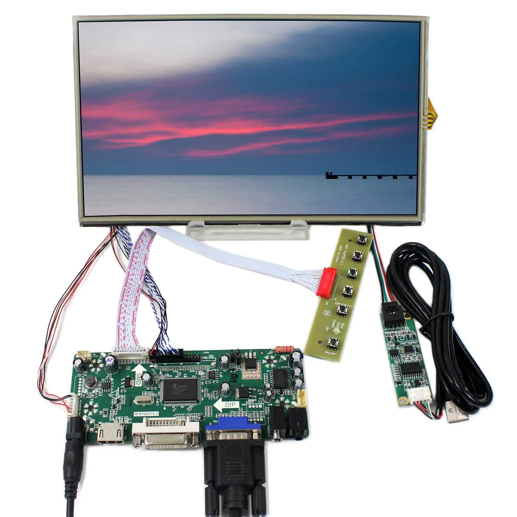 

10.1" B101XAN01.3 4-wire Resistive Touch Panel 10.1inch 1366x768 LCD Screen HD MI VGA DVI Audio LCD Controller Board