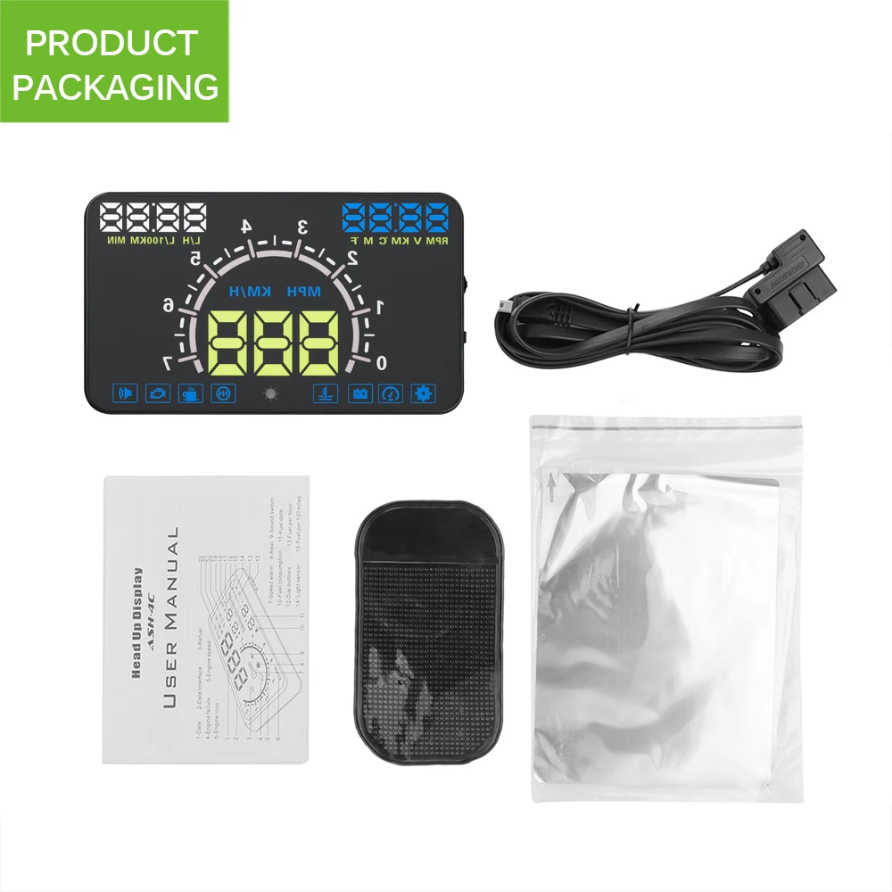 5 &quotАВТО OBDII Автомобиль HUD OBD2 порт вверх дисплей км/ч MPH Превышение скорости